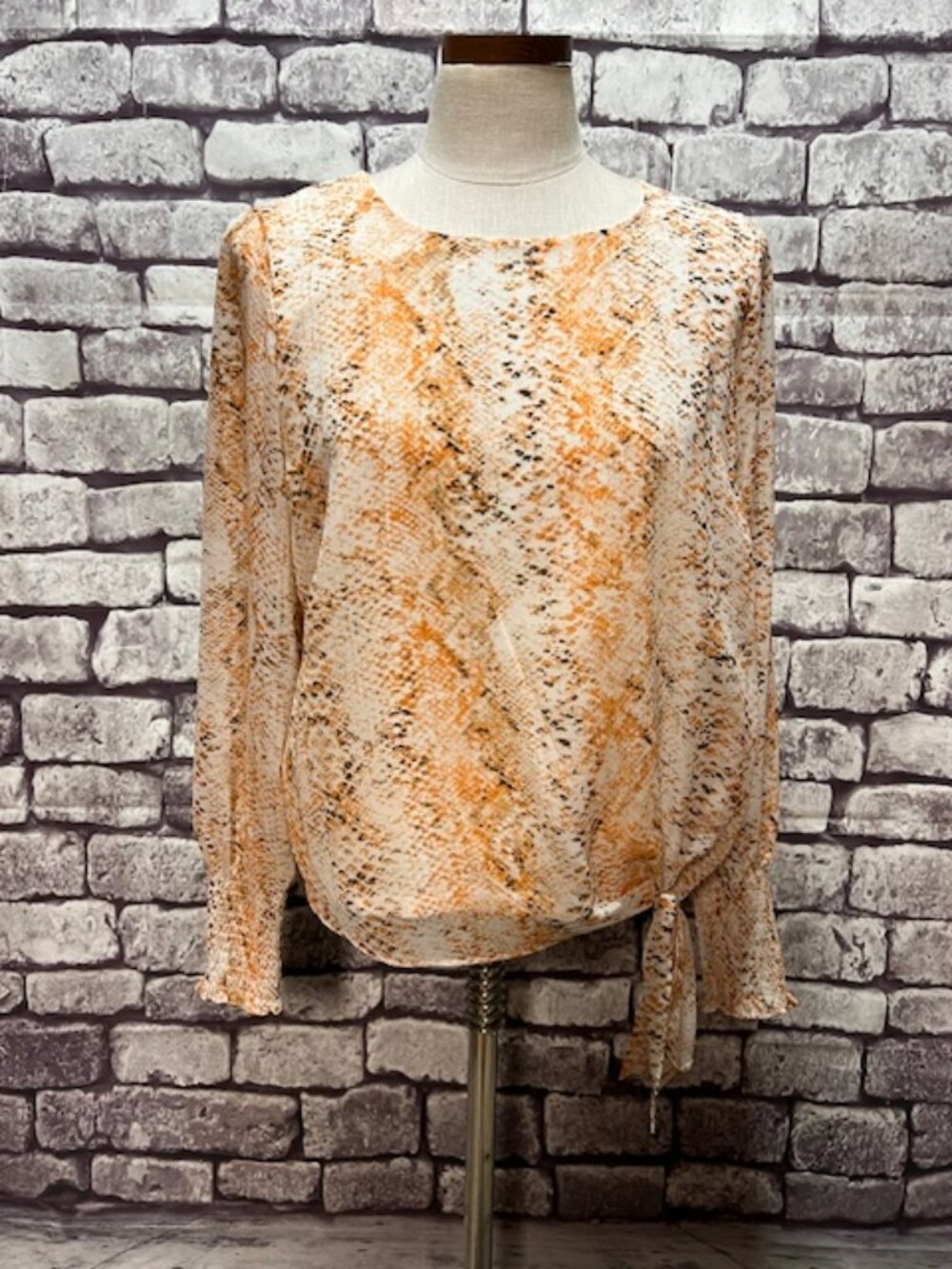 Calvin Klein Ivory, Orange & Black Blouse Size S
